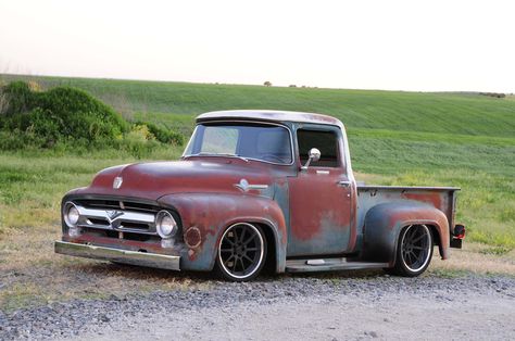 Don't let looks deceive you. This Ford has been through a journey or three and is just getting started. 1953 Ford F100, 1956 F100, 56 Ford F100, 56 Ford Truck, 1956 Ford Truck, F100 Truck, 1956 Ford F100, Cj Jeep, Rat Rod Trucks