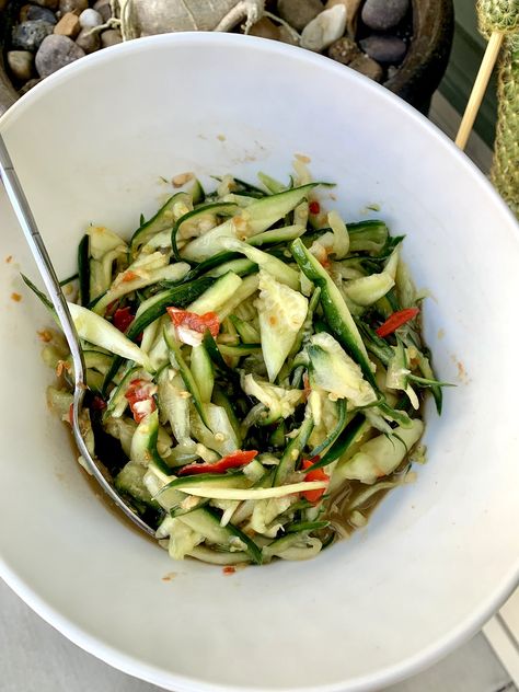 Lao Cucumber Salad, Cucumber Snacks, Spicy Cucumber Salad, Spicy Salad, Laos Food, Shrimp Paste, Always Hungry, Cucumber Salad, Thai Recipes