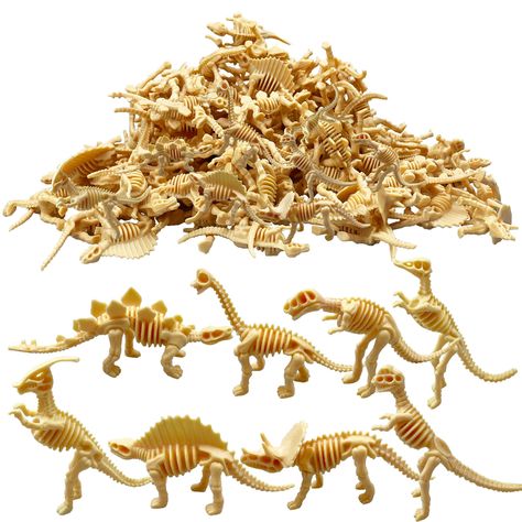 PRICES MAY VARY. SIZE: Approx.1.5-3.6inch with a collection of 8 different styles of dinosaurs.Random packing, quantity of each style is not fixed. PACKAGE: You will get 110pcs Dinosaur Fossil Skeletons.Due to different batches, the color will be slightly different. MATERIAL : Made of high-quality plastic materials,Each dinosaur can stand independently and can withstand rough play and long-term use. BEST GIFT:They are great gifts for friends or your students, they will have fun on the beach and Cowboy Dinosaur Party, Dinosaur Themed 3rd Birthday Party, Dinosaur Gift Ideas, Jurassic Park Party Favors, Paleontologist Party, Class Prizes, Dinosaur Party Games, Dino Bones, Jurassic Park Party