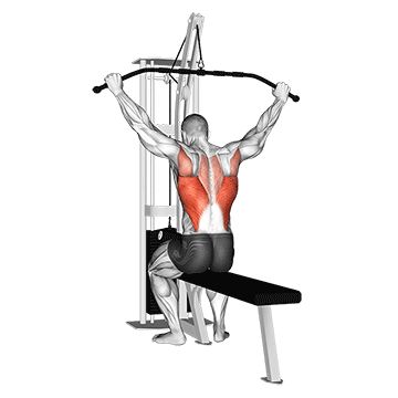 Cable Rear Lat Pulldown is one of the most popular exercises used to strengthen the back muscles. Pulldown V-Taper is among the movements that allow you to reach the image. Wings Workout, Gym Back Workout, Good Back Workouts, Cable Workout, Full Body Workouts, Lat Pulldown, Full Body Workout Routine, Fitness Routines, Trening Fitness