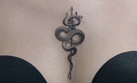 Aum Tattoo, Snake And Dagger Tattoo, Upper Leg Tattoos, Trident Tattoo, Africa Tattoos, Belly Tattoos, Snake Tattoo Design, Shiva Tattoo, Delicate Tattoo