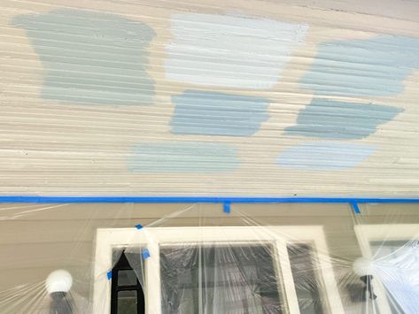 Southern Blue Porch Ceiling, Sherwin Williams Porch Ceiling Blue, Light Blue Porch Ceiling, Best Haint Blue Porch Ceiling, Porch Ceiling Blue Paint Colors, Haunt Blue Porch Ceiling, Haint Blue Sherwin Williams, Blue Ceiling Porch, Painted Porch Ceiling