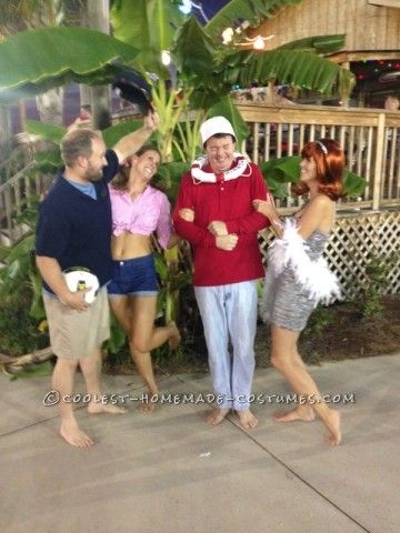 Easy No-Sew DIY Gilligan's Island Group Costume Do It Yourself Costumes, Red Gingham Shirt, Gilligans Island, Gilligan’s Island, Group Cosplay, Island Party, Boat Parade, Light Blue Pants, Homemade Costume