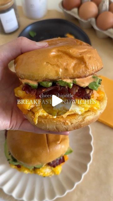 1.2M views · 149K likes | Hajar Larbah on Instagram: "🍳 Cheesy Chipotle Breakfast Sandwiches - a weekend brunch tradition in my home! Recipe 30 of 30 of the Ramadan Recipe Series 🥹 Full details on the blog as always - https://moribyan.com/cheesy-chipotle-breakfast-sandwiches/  🤍 DINNER ECOOKBOOK IS OUT NOW! 50 EXCLUSIVE BRAND NEW RECIPES - LINK IN BIO TO GET YOUR COPY 🤍  #ramadan #breakfast #food #foodie #foodblog #foodstagram #yummy #eeeeats #cooking #recipes #instafood #easy #instafood #brunch #easyrecipes #sandwich" Mexican Breakfast Sandwich, Ramadan Breakfast, Ramadan Recipe, Chorizo Breakfast, Breakfast Sandwich Recipes, Chipotle Mayo, Mexican Breakfast, Breakfast Sandwiches, Egg Sandwiches