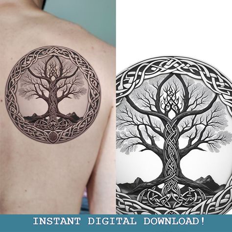 Nordic tattoos celebrate Scandinavian heritage through ancient symbolism. These Viking-inspired designs feature Norse mythology and runic elements. Popular Nordic tattoo ideas include Thor's hammer, Yggdrasil tree, and Valknut symbols. Viking ink styles range from traditional tribal patterns to modern interpretations. Tattoos with Nordic themes represent strength, adventure, and connection to ancestral roots, often incorporating intricate knotwork and animal motifs. Nordic Inspired Tattoos, Yggdrasil Tattoo Design, Tree Of Life Tattoo Design, Celtic Tree Tattoos, Yggdrasil Tattoo, Compass Rose Tattoo, Temporary Tattoo Paper, Yggdrasil Tree, Tree Tattoo Designs