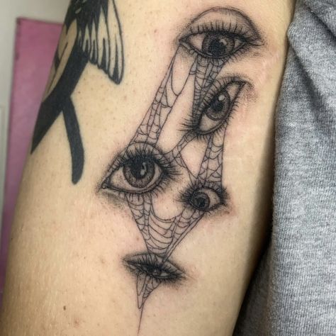 Tattoo Gap Filler Ideas, Upper Arm Tattoo Ideas, Patch Sleeve, Eyeball Tattoo, Filler Tattoo, Grunge Tattoo, Goth Tattoo, Sharpie Tattoos, Sick Tattoo