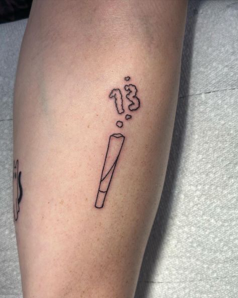 Friday the 13th tattoo tattoo inspo blunt tattoo cloud tattoo smoke tattoo weed tattoo 13 tattoo linework small tattoo fine line halloween tattoo Tattoo Fine Line, Friday The 13th Tattoo, Tattoo Linework, 13 Tattoo, 13 Tattoos, Cloud Tattoo, Halloween Tattoo, Line Work Tattoo, Halloween Tattoos