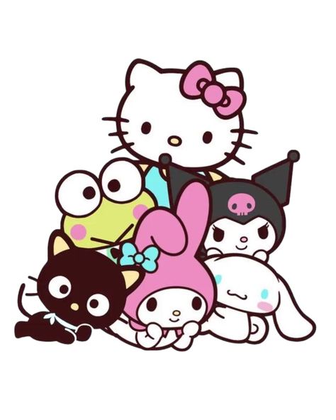 Hello Kitty And Her Friends, فن الرسم بالمسامير, Images Hello Kitty, Walpaper Hello Kitty, Cute Easy Doodles, Hello Kitty Crafts, Melody Hello Kitty, Hello Kitty Characters, Hello Kit