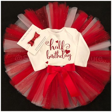 Half Birthday Baby Girl, Half Birthday Ideas, Birthday Ideas For Girls, Half Birthday Outfit, Fall Birthday Outfit, Half Birthday Baby, Girl Valentines, Birthday Baby Girl, 1st Birthday Tutu