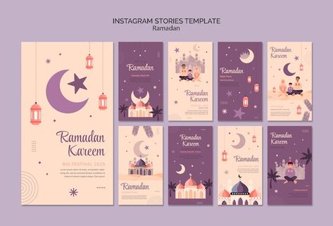 Free PSD | Free PSD flat design ramadan celebration instagram stories Ramadan Graphic Design, Ramadan Template, Islamic Template, Ramadan Arabic, Ramadan Celebration, Islamic Ramadan, Instagram Branding Design, Instagram Branding, Eid Al Fitr