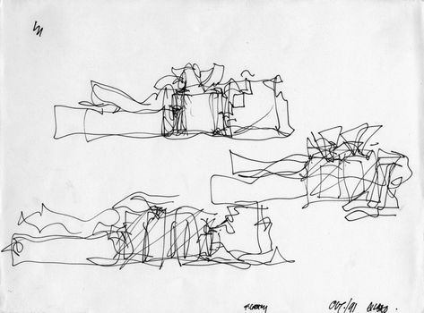 Frank Gehry Sketch, Archi Sketches, Sketchbook Architecture, Architect Sketchbook, Arch Sketch, Architect Sketch, Graphic Recording, Conceptual Sketches, Deconstructivism