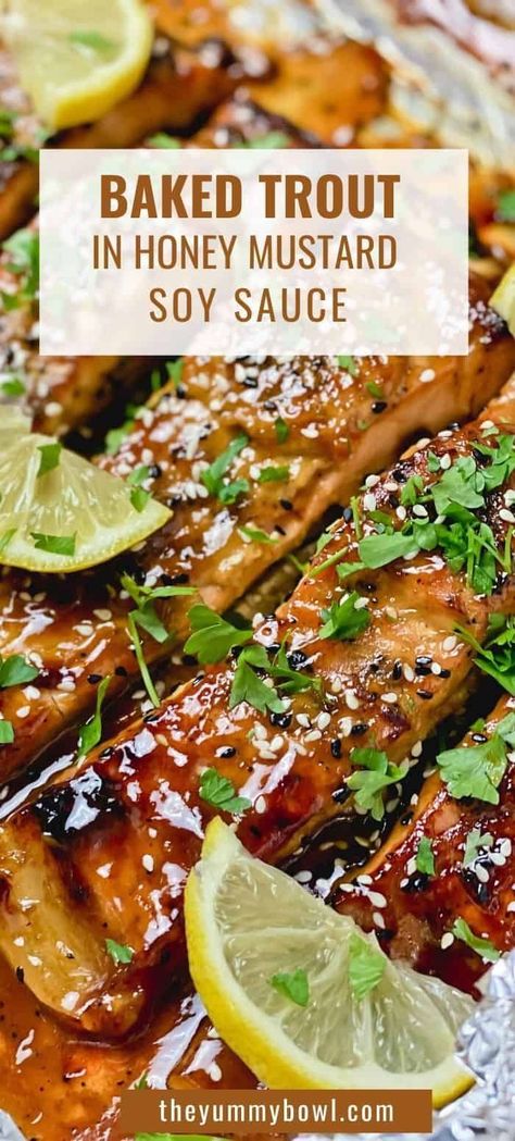 Trout Meals Dinners, Trout Sauce Recipes, Easy Trout Recipes Baked, Oven Trout Recipes, Fish Glaze Recipe, Recipes For Trout Fillets, Ruby Red Trout Recipes, How To Bake Trout In The Oven, Baked Trout Fillet Recipes