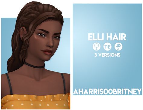 [AH00B]-ElliHair_V1;  [AH00B]-ElliHair_V2;  [AH00B]-ElliHair_V3 Aretha Sims 4 Cc Hair, Aharisoobritney Sims 4, Ah00b Hair Sims 4, Aharris00britney Hair, Sims 4 Afro, Maxis Match Hair, Cc Hair, Pelo Sims, Sims 4 Mm Cc