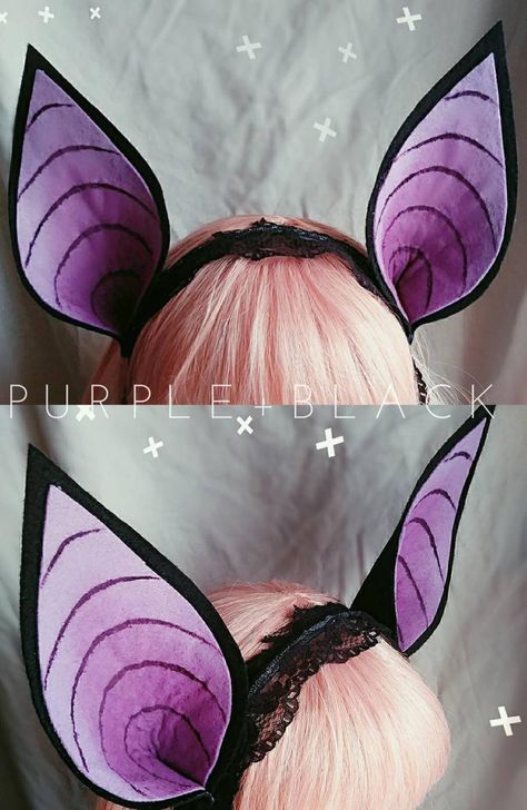 Bat Ears Headband, Halloween Bugs, Bat Makeup, Bat Halloween Costume, Bat Ears, Headband Diy, Bat Costume, Halloween Headband, Cosplay Diy