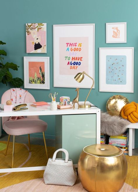 A Fall-Inspired Home Office... / via Oh Joy! Mustard Office, Decoration Organization, Sage Blush, Cool Office Space, Office Background, Oh Joy, Boss Office, Colorful Houses, Desk Goals