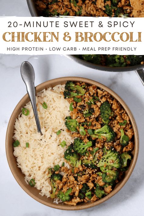 20-Minute Honey Sriracha Ground Chicken and Broccoli 20 Minute Honey Sriracha Ground Chicken And Broccoli, Honey Sriracha Ground Chicken Protein Bowls, Ground Chicken Asian Bowl, Easy Meal Prep Ground Chicken, Honey Sriracha Ground Chicken And Broccoli, Honey Siracha Chicken Protein, Honey Sriracha Ground Turkey, Honey Sriracha Ground Chicken Bowl, Ground Chicken With Broccoli