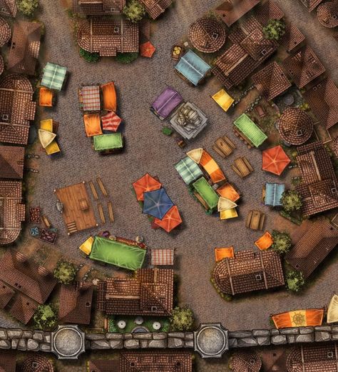 The Wide Marketplace : dndmaps Dnd Marketplace, Dnd Market Map, Fantasy Marketplace, Root Rpg, Mega Dungeon, Fantasy City Map, Village Map, Dnd Items, Dnd World Map