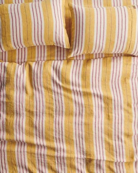 Striped Linen Bedding, Pasadena Bungalow, Velvet Quilt Cover, Linen Valances, Loft Bedroom, Desert Sun, Visual Board, Bedroom Style, Velvet Quilt