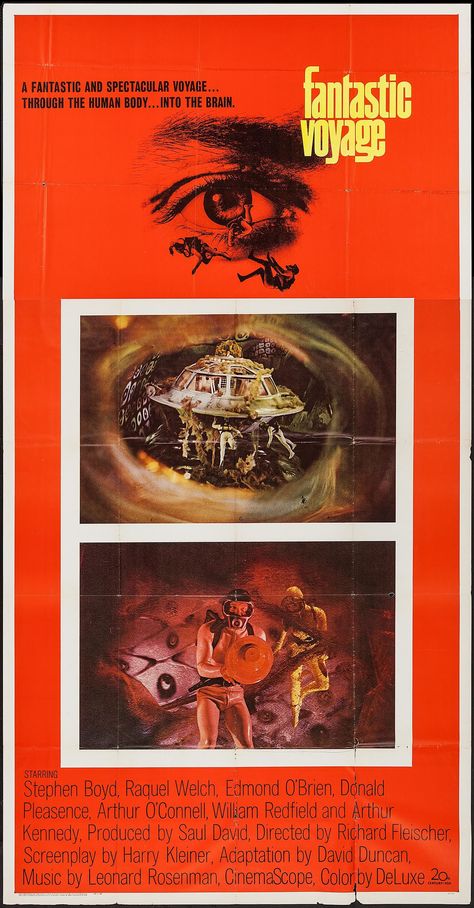 Fantastic Voyage (1966), 3-sheet Stephen Boyd, James Brolin, Ken Scott, Donald Pleasence, Fantastic Voyage, Cult Movie, Raquel Welch, Cult Movies, Horror Film