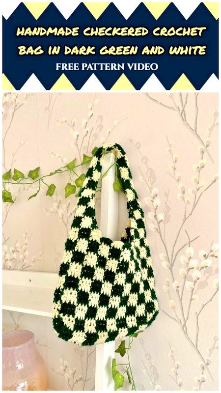 checkered crochet bag Crocheted Checkered Bag, Crochet Pattern Tote Bag Free, Checker Crochet Bag, Checkered Bag Crochet Pattern Free, Checked Crochet, Crochet Checkered Bag Pattern, Checkered Crochet Pattern, Free Crochet Tote Bag Patterns, Checkered Crochet