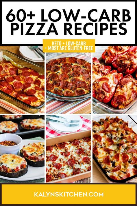 I've updated this amazing collection of Low-Carb Pizza Recipes, and here you'll find more than 60 low-carb recipes with pizza flavors! And unless otherwise specified all the low-carb pizza ideas are also gluten-free! [found on kalynskitchen.com] #GlutenFreePizzaRecipes #LowCarbPizzaRecipes #LowCarbRecipes #KetoFreeRecipes Low Carb Pizza Casserole No Crust, Keto Sheet Pan Pizza, Dnd Meals, Carb Free Pizza, Gluten Free Pizza Recipes, Low Carb Pizza Recipes, Healthy Low Fat Recipes, Dinner Recipes Healthy Low Carb, Pizza Ideas