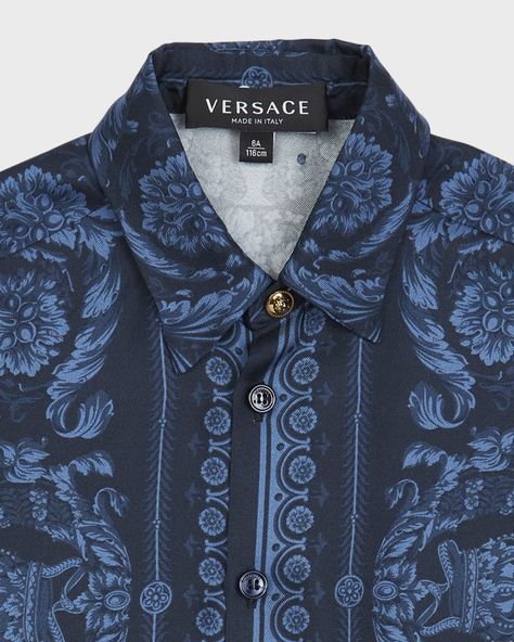 Versace casual shirt Barocco foulard print    Spread collar with Medusa button closure    Short sleeves    Button front    Straight hem    Cotton    Dry clean    Made in Italy Versace Mens Shirt, Versace Clothes, Versace Casual, Versace Man, Versace Shirts, Polo Shirt Design, Versace Shirt, Cool Outfits For Men, Mens Wear