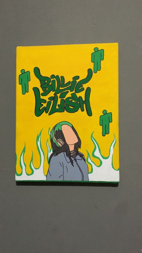 Billie Eilish Painting, Hippie Painting, Canvas Drawings, Graphic Poster Art, Pop Art Style, Canvas Painting Designs, Cadeau Photo, Small Canvas Art, Anime Canvas