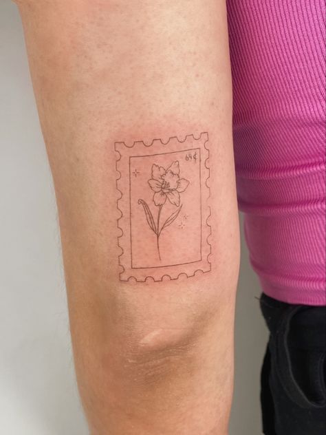 Fairy Arm Tattoo, Gladiolus And Poppy Tattoo, August Tattoos, Flower Stamp Tattoo, Gladiolus Poppy, Month Tattoos, August Tattoo, August Flower Tattoo, 17 Tattoo