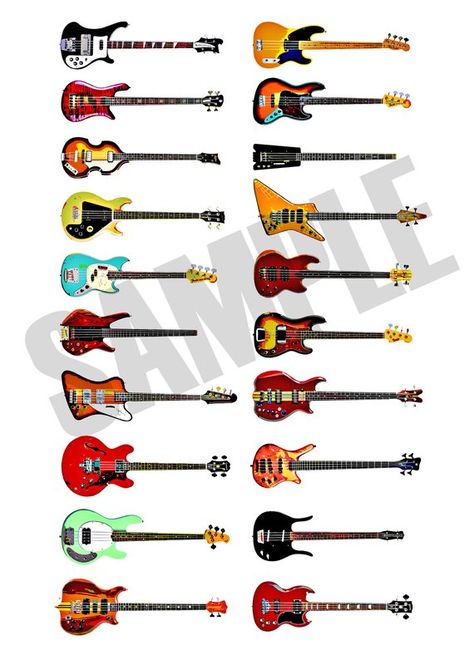 20 Iconic Bass Guitars Different Types Of Guitars, Guitar Triads Chart, Guitar Modes Chart, Blank Guitar Fretboard Charts, Bass Guitar Fingerboard Chart, Camping Hacks Diy, Vintage Bass, All About That Bass, Guitar Obsession