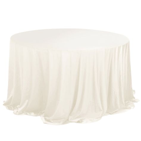 Quantity: 1 Round Tablecloth Material: Scuba Polyester Color: Ivory Size: 132" Round Thickness: 220 Gsm Hemmed Edges For An Exquisite Look. 1 Piece, Seamless Design Gives Floor Length Hang On Standard 6Ft (72") Tables Features: Stain And Wrinkle Free, Thick, Soft, Smooth, Durable, Gentle Stretch. Additional Information: Care Instruction: Machine Washable & Dryable. Do Not Bleach. Uses: Events, Restaurants, Banquet Halls, Hotels, And Hospitality Environments. - 132" Ivory Premium Scuba Wrinkle Fr Wedding Table Cloth, Table Sketch, Table Dinner, White Table Top, White Table Cloth, Banquet Hall, Round Tablecloth, Round Table, Color Ivory