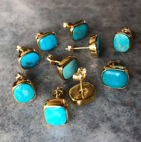 Turquoise earrings turquoise jewelry boho earrings silver | Etsy Turquoise Jewelry Boho, Turquoise Birthstone, Turquoise Stud Earrings, Personal Protection, Vintage Style Rings, Earrings Turquoise, Jewelry Boho, Solid Gold Jewelry, Genuine Turquoise