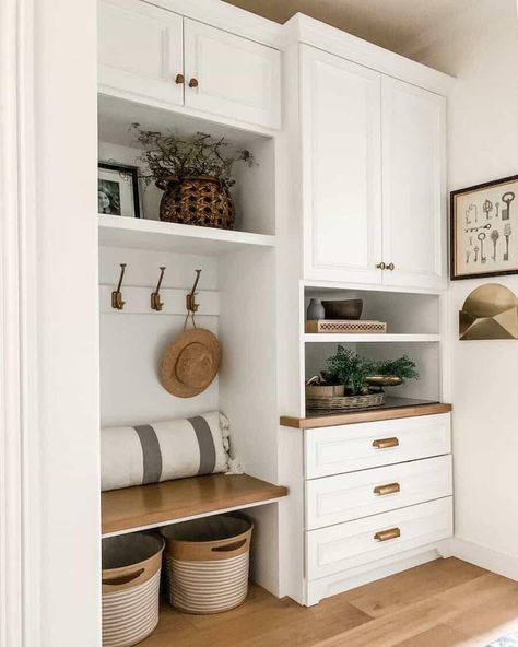 Mudroom With Pantry Storage, Mudroom Into Kitchen, Kitchen With Mudroom, Drop Zone Ideas Mud Rooms, Kitchen Mudroom Combo, Laundry Room Mudroom Combo, Drop Zone Ideas, Remodel Entryway, Mudroom Inspiration