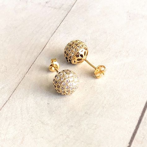 Men Disco, Diamond Ball Earrings, Disco Ball Earrings, Small Earrings Gold, Diamond Ball, Sparkle Ball, Earrings Sparkle, Ball Stud Earrings, Stud Earrings For Men