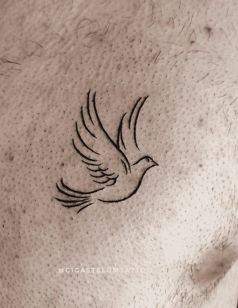 Dove On Fire Tattoo, Dove Hunting Tattoo, Dove Tattoo Design Drawing, Matching Dove Tattoos, Small Dove Tattoo Design For Women, Holy Spirit Dove Tattoo, Holy Spirit Tattoos For Women, How To Draw A Dove, Little Dove Tattoo