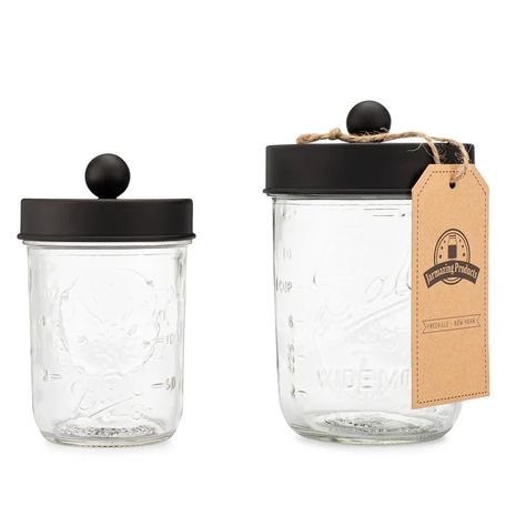 Jarmazing Products Apothecary Bathroom Storage Container & Reviews | Wayfair Apothecary Bathroom, Mason Jar Toothbrush Holder, Mason Jar Storage, Busy Kitchen, Mason Jar Soap Dispenser, Wide Mouth Mason Jars, Ball Mason Jars, Jar Storage, Vanity Organization