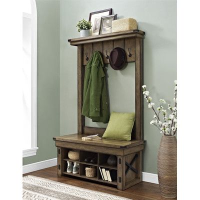 Hall Tree Ideas, Hall Bench With Storage, Hall Tree Storage Bench, Hall Tree Bench, Entryway Hall Tree, Hall Tree With Storage, Tree Bench, Entryway Hall, Rustic Coat Rack