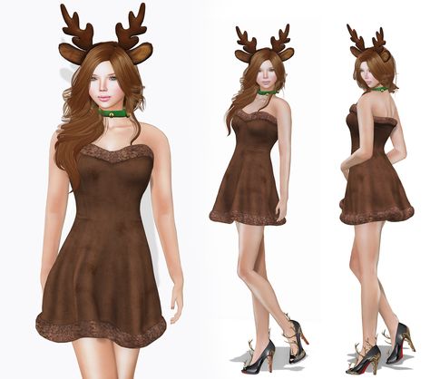 https://flic.kr/p/AVaK9Q | Full Perm Reindeer Costume with Accessories - FITMESH - Slink - Maitreya - Belleza | marketplace.secondlife.com/p/Meli-Imako-Full-Perm-Rigged-... Christmas Outfit Ideas For Women Party, Christmas Costumes Women, Reindeer Outfit, Sweater Diy, Ugly Sweater Diy, Xmas Costumes, Reindeer Costume, Xmas Outfits, Costumes Ideas