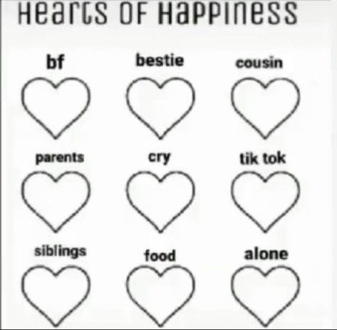 Love Hearts Of Happiness, Jar Of Happiness Template, Fill The Jars Template, Personality Chart, About Me Template, Funny Charts, Character Sheet Template, Happy Jar, Feelings Chart