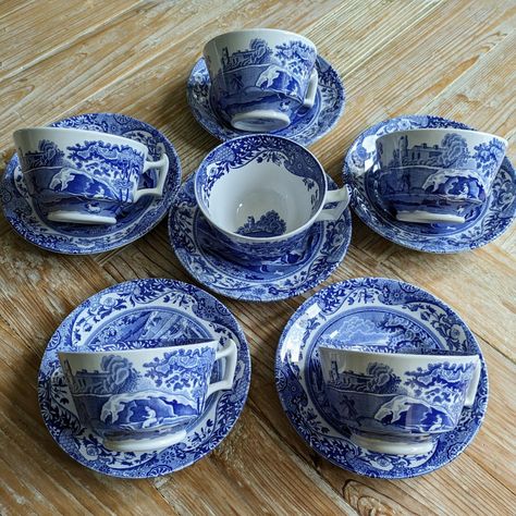 Spode Blue Italian, Blue Patio, Blue China, Black Back, Delft, Back To Black, Tea Set, Chips, Charms