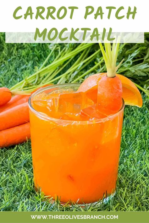 This Carrot Patch Mocktail is perfect for spring! Made with carrot and citrus flavors, this orange non-alcoholic drink recipe is perfect for Easter Sunday. Easter Punch Recipes, Easter Drink, Spicy Carrots, Carrot Cream, Carrot Patch, Easter Lunch, Non Alcoholic Cocktails, Easter Carrots, Alcoholic Drink