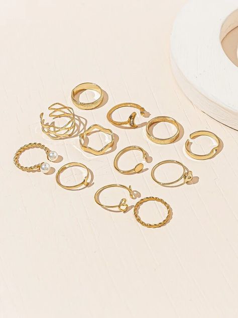 12pcs Faux Pearl Decor Ring | SHEIN USA Shein Rings, Shein Cart, Disney Hairstyles, Shein Finds, Preppy Jewelry, Edgy Jewelry, Indie Jewelry, Pearl Decor, Jewelry Accessories Ideas