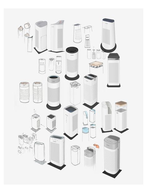 Air Purifier on Behance Air Cooler Design, Air Cleaner Design, Air Purifier Design, Industrial Design Portfolio, Air Filter Cover, Fashion Showroom, Industrial Design Product, Cooler Designs, Industrial Design Sketch