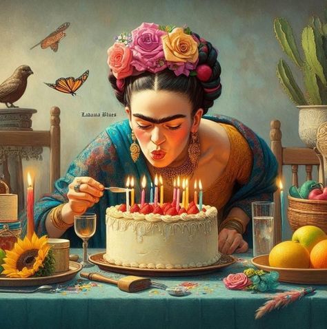 Mexico Culture Art, Frida Kahlo Birthday, Frida Kahlo Quotes, Kahlo Paintings, Frida Kahlo Style, 38th Birthday, Frida Art, Mexican Gifts, Happy Birthday Art