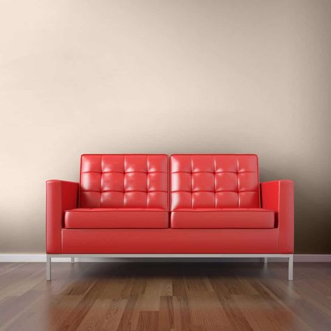 What Color to Paint Walls with Red Couch – 10 Ideas Red Leather Couch, Red Leather Couches, Red Couch Living Room, Couch White, Green Wall Color, Red Furniture, Living Room Wall Color, Red Couch, Oak Trim