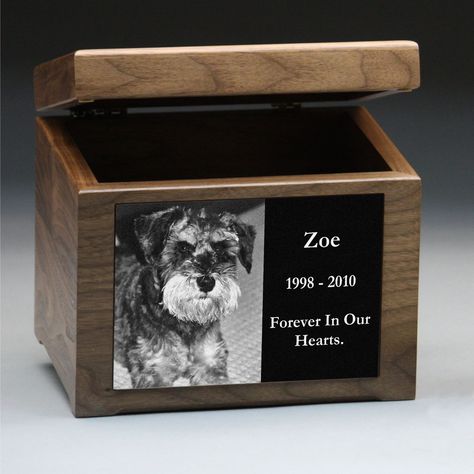 Wood Pet Urn, Wooden Pet Urn, Dog Cremation, Pet Memorial Frames, Pet Cremation Urns, Memorial Ideas, Pet Cemetery, Dog Urns, Cremation Services