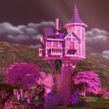 Sims 4 Fairy Cottage, Sims Fairy House, Fairy House Sims 4, Sims 4 Fairy House, Sims 4 Pink House, Bloxburg Fairy House, Sims 4 Home Ideas, Fairy Sims 4 Cc, Sims 4 Fairy Cc