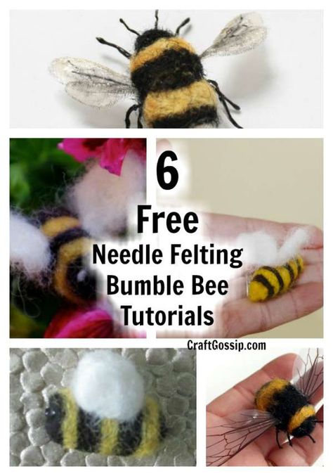 6 Free Needle Felted Bumble Bee Tutorials – Felting Needle Felt Bee, Felt Bumble Bee, Felted Bumble Bee, Bumble Bee Craft, Needle Felting Tutorial, Felted Christmas, Bee Free, Needle Felting Diy, Wet Felting Projects