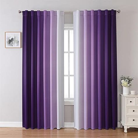 Purple And White Room, Ombré Curtains, Patio Sliding Doors, Back Tab Curtains, Modern Drape, Ombre Curtains, Drapes For Bedroom, Tab Curtains, Room Girls