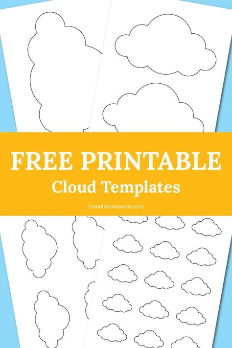 Free Printable Crafts: Creative Ideas for Every Occasion Cloud Template Free Printable, Printable Cloud Template, Seashells Template, Cloud Template, Balloon Template, Free Printable Crafts, Birthday Gift Tags, Weather Activities, Easy Coloring Pages