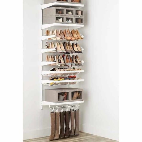 27 Creative and Efficient Ways to Store Your Shoes Organizing Shoes In Small Closet Rack, Shoes Organizer Inside Closet, Shoe Rack Organizing, Shoe Storage In Entry Closet, Clever Shoe Storage Wall, Small Shoe Rack Closet, Closet Shoe Storage The Home Depot, Ikea Shelf For Shoes, Small Closet Shoe Storage California Closets